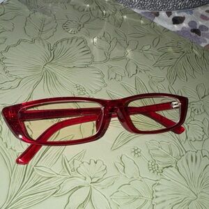 Red Rectangular Retro Eyeglasses